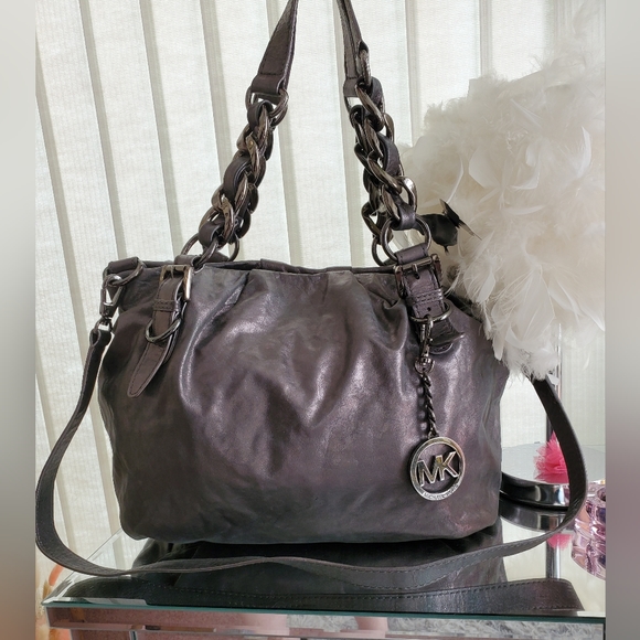 Michael Kors Handbags - EUC Michael Kors Dark Grey Metallic Bag